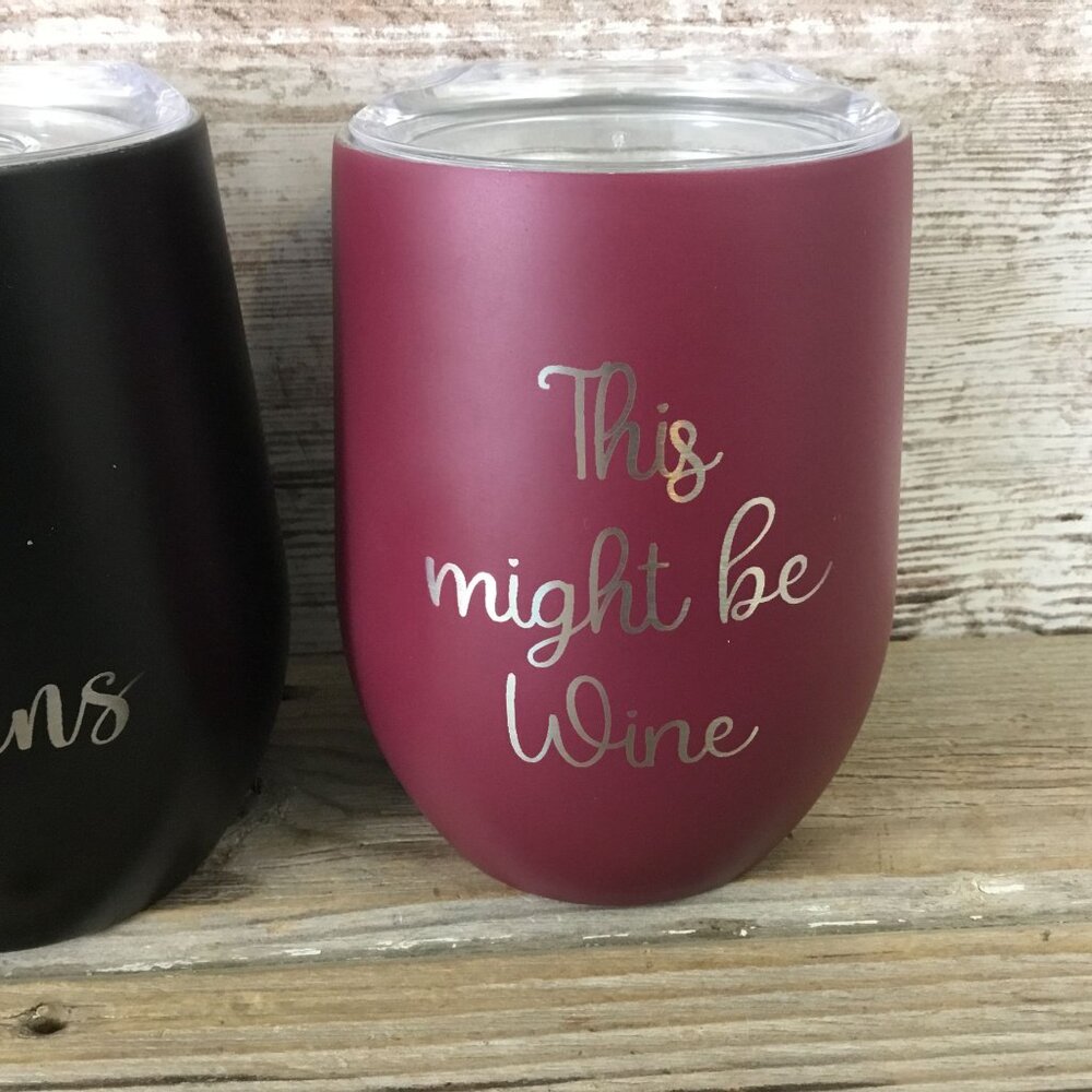 Set of 3 Stemless Wine Tumblers with Lids, Funny Wine Sayings, Laser Engraved - Picture 4 of 8